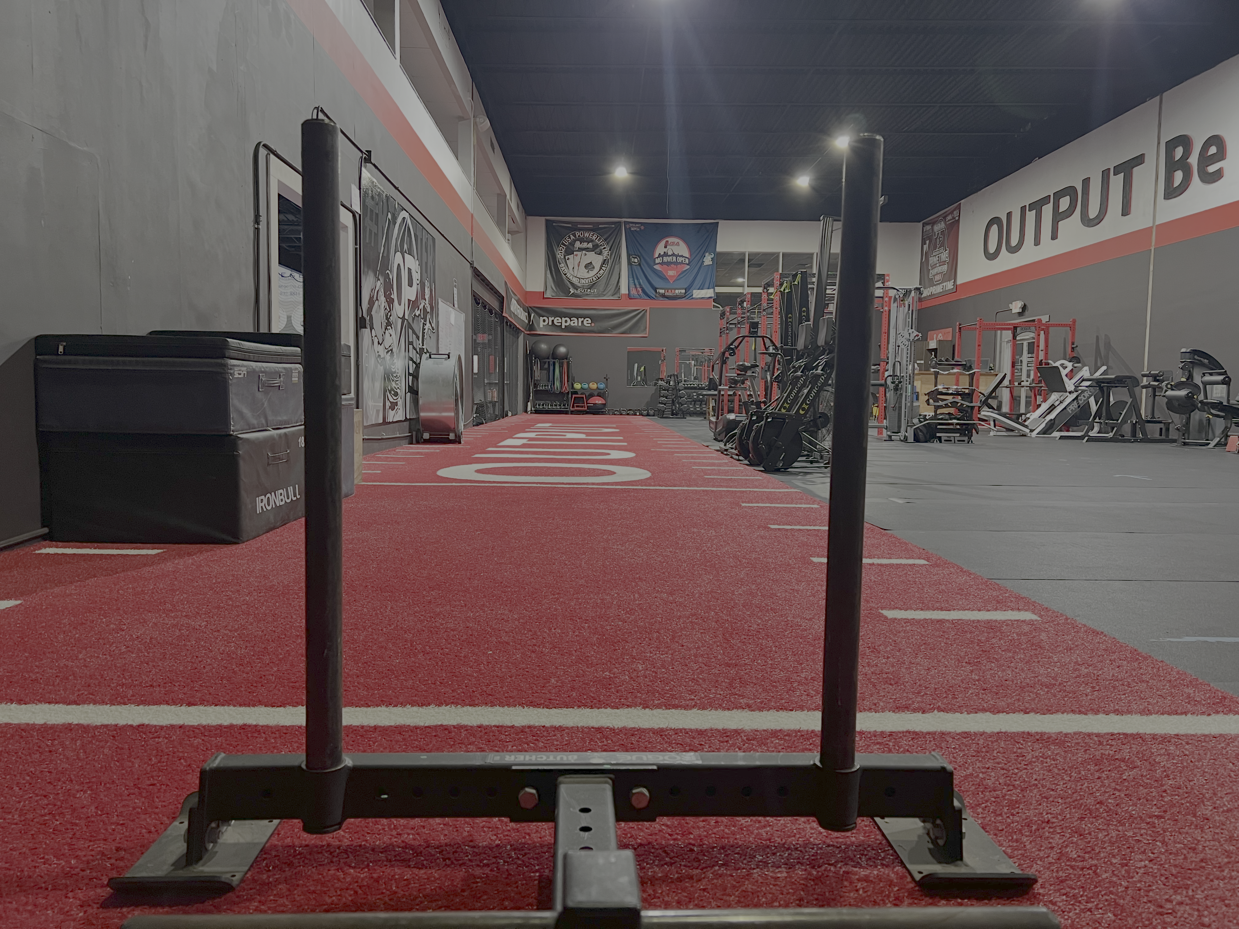 Output Performance turf area and prowler sled inside the 100,000 sq ft Center St. Louis complex